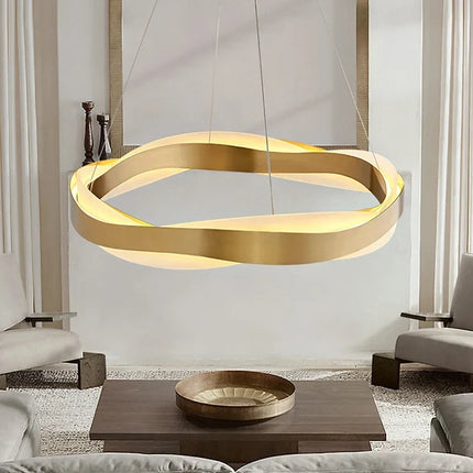 Suspension lustre cercle noir et or en acrylique pour salon et restaurant — LZ4X9P