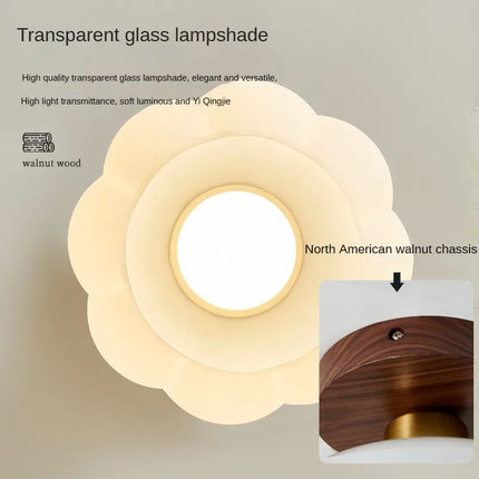 Plafonnier vintage en verre et noyer pour éclairage intérieur — LZ4D7XQ