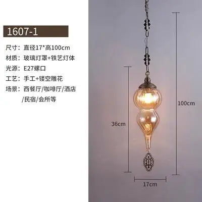 Suspension vintage bohème en verre craquelé fait main — LZ4X9T2