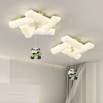 Plafonnier en bambou motif panda pour chambre enfant et maternelle — LZ4X9J