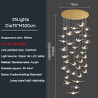 35 lumières / Lustre doré / Lumière chaude NON variable