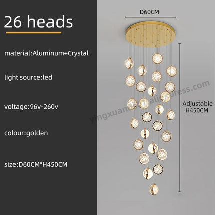 Lustre rotatif en cristal style nordique pour éclairage intérieur — LZ4X9P