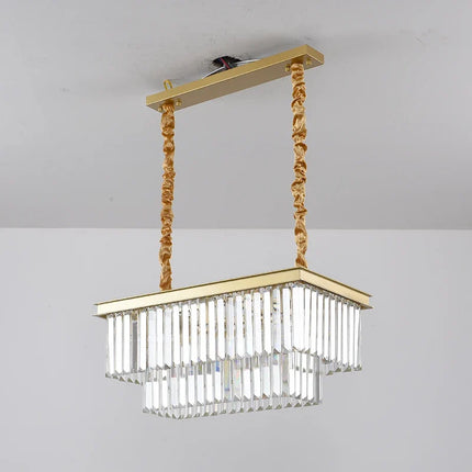 Lustre suspendu en cristal avec lampes rondes en fer doré — LZ4X9P2