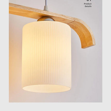 Lustre suspension nordique en bois et verre pour intérieur — LZ4X9TQ