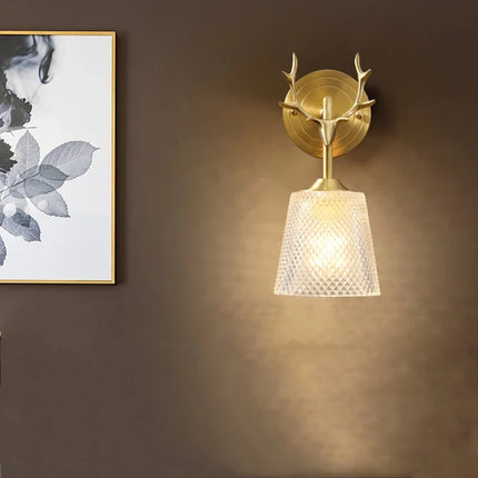 Lustre rétro en verre à multiples têtes finition cuivre — LZ4X9P2