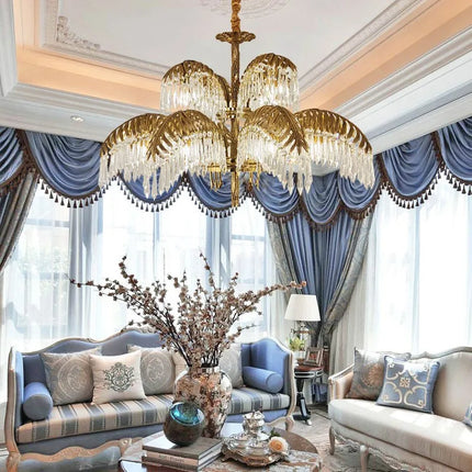 Lustre en cuivre orné de cristal pour décoration rétro élégante — LZ4X9J