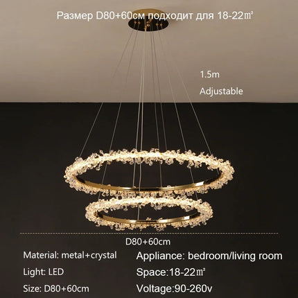 lustre nordique de luxe en cristal pour décoration moderne