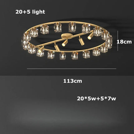 Plafonnier LED cube cristal design moderne cuivre et noir argenté — LZ4X9J2