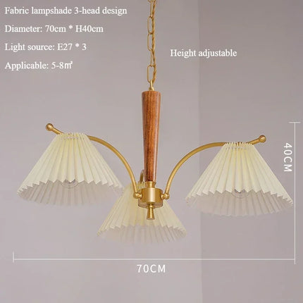 Lustre suspension nordique avec abat-jour en tissu plissé — LZ4X9T