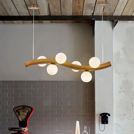 Suspension en bois massif avec globe en verre simple — LZ4X9P