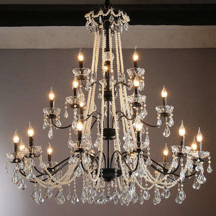 Lustre moderne en cristal orné de perles avec éclairage LED — LZ4X9P2