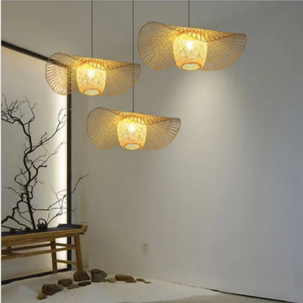 Lustre suspension en bambou tissé style japonais pour décoration moderne — LZ4X9Q