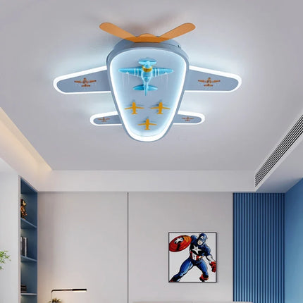 Lustre avion dessin animé pour chambre enfant avec protection des yeux — LZ4X9P