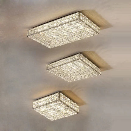 Plafonnier LED carré cristal style art déco moderne élégant — LZ4X9T2