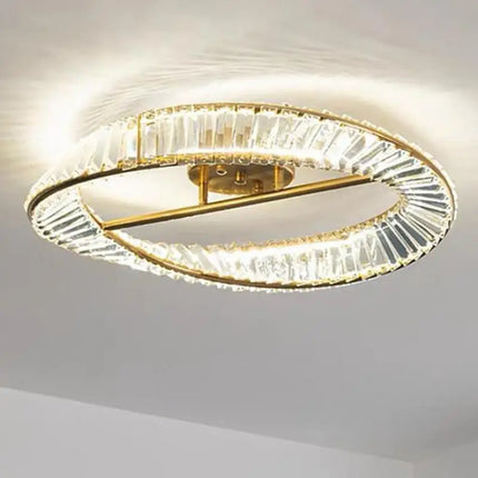 Lustre moderne doré avec anneaux en cristal LED — LZ4P9XQ