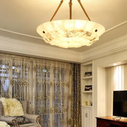 Lustre suspension minimaliste en cuivre et marbre design moderne — LZ4X9P2