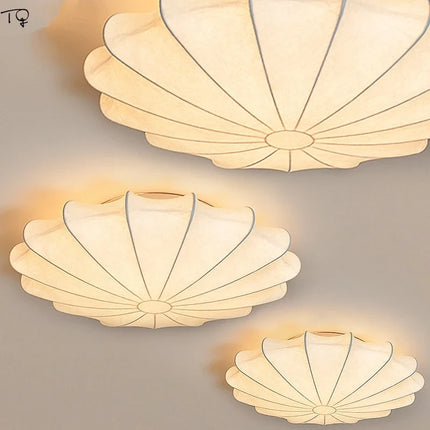 Plafonnier LED zen style japonais coréen en tissu soie chaud — LZ4X9M