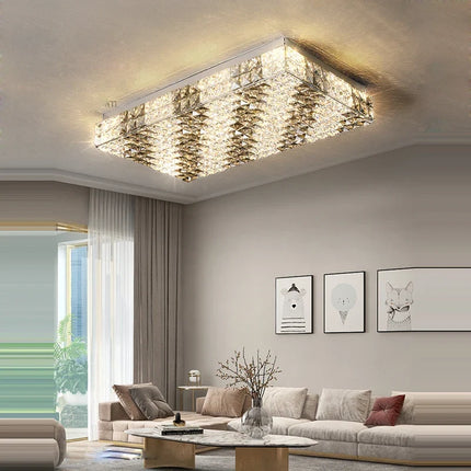 Plafonnier LED carré cristal style art déco moderne élégant — LZ4X9T2