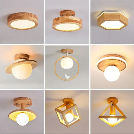 Plafonnier LED en bois nordique avec 3 températures de couleur pour couloir et entrée — LZ4P9XQ