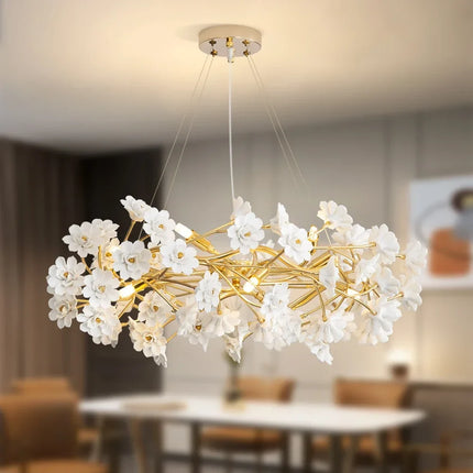 Lustre en céramique à motifs floraux français pour décoration romantique — LZ4X9P2