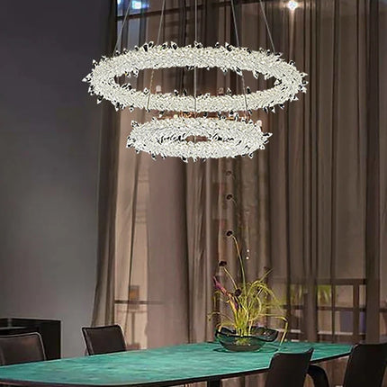 Lustre suspendu en cristal à motifs fleurs de glace élégant — LZ4XJ9