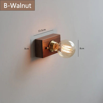 Applique murale rétro en bois massif avec câble et interrupteur — LZ4X9M