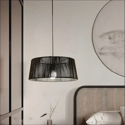 Lustre suspension nordique en corde tissée avec LED — LZ4X9B