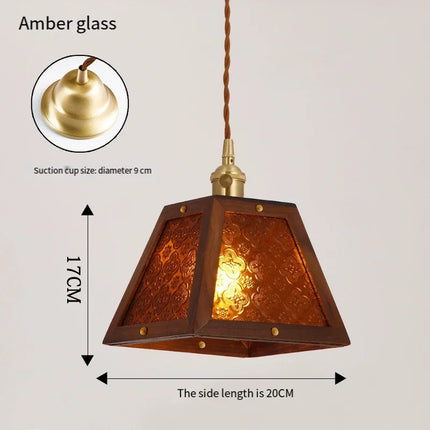 Suspension vintage en bois massif et verre style Shanghai — LZ4T9Q2M