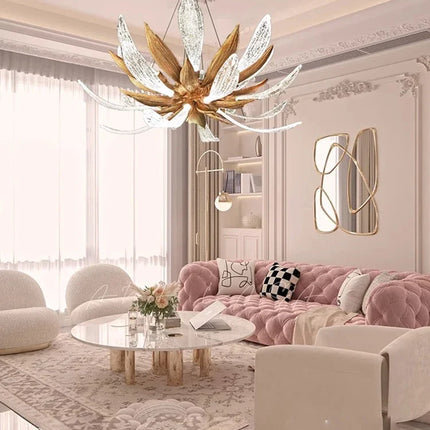lustre led en cuivre et verre à intensité variable pour intérieur