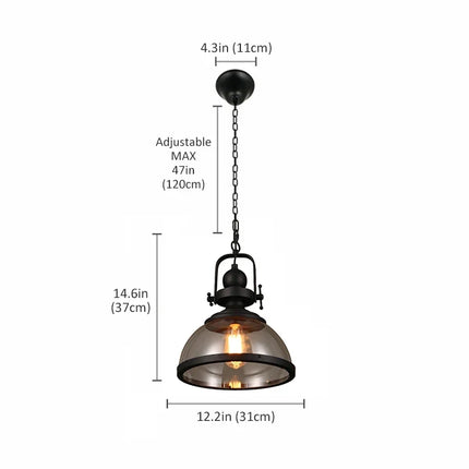 Suspension rétro en fer avec abat-jour en verre décoratif — LZ7XQ2