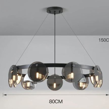 Suspension moderne en verre noir élégante — LZ4X9P2