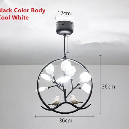 Lustre suspension cage à oiseaux design nordique branche d'arbre — LZ4M9Q1