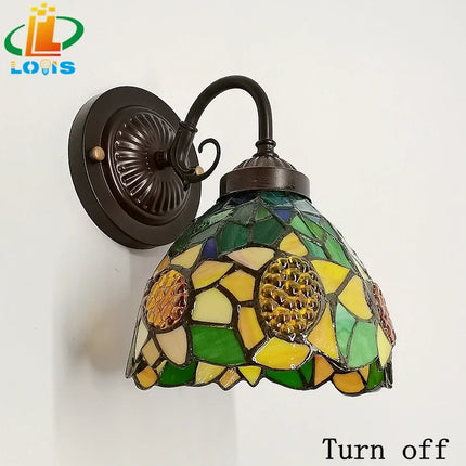 Applique murale style Tiffany en vitrail motif tournesol pour intérieur — LZ4XJ9