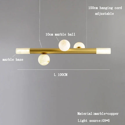 Lustre long en marbre véritable style post-moderne — LZ4X9T2