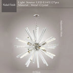 Finition Nickel / D65cm 12 lumières / Cristal fumé