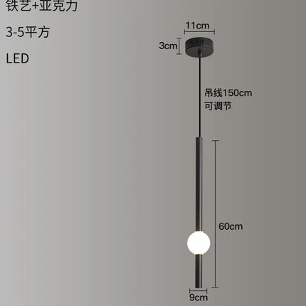 Lustre suspension à barre longue avec éclairage LED intégré — LZ4P9X