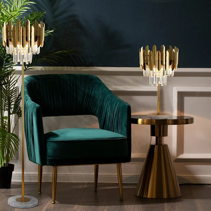 Lampadaire nordique post-moderne en cristal doré LED — LZ4X9M