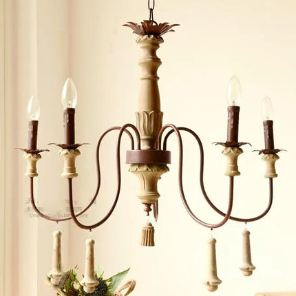 Lustre industriel en résine antique avec bougeoirs LED intégrés — LZ4X9P2Q