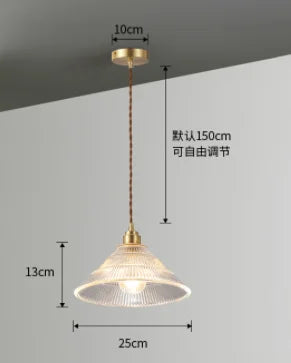Lustre rétro en cuivre avec abat-jour en verre pour intérieur — LZ4X9P