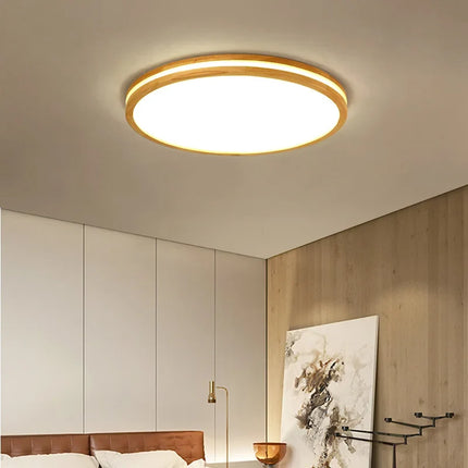 Lustre en bois moderne avec LED et télécommande — LZ4X9P2Q