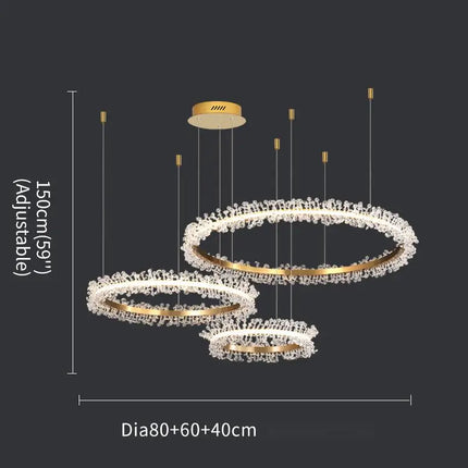 Lustre en cristal avec anneau doré pour suspension intérieure — LZ4X9M