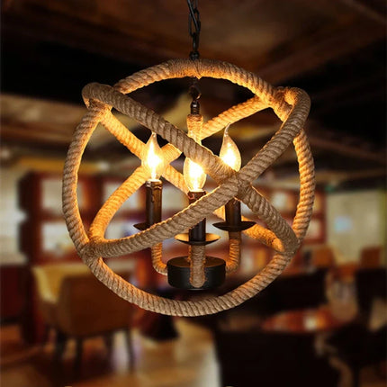 Suspension industrielle rustique avec corde pour intérieur — LZ7D4X