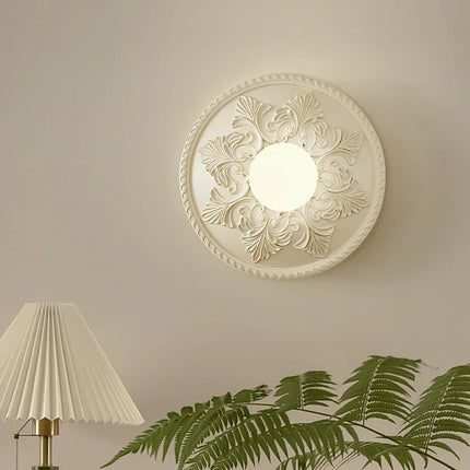 Applique murale ronde rétro avec abat-jour en verre haut de gamme — LZ4X9P2
