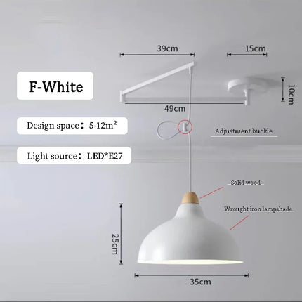 Lustres à bascule de Table à manger modernes LED peuvent être déplacés lampes à long poteau nordique Simple télescopique pliant lustre à bras Long