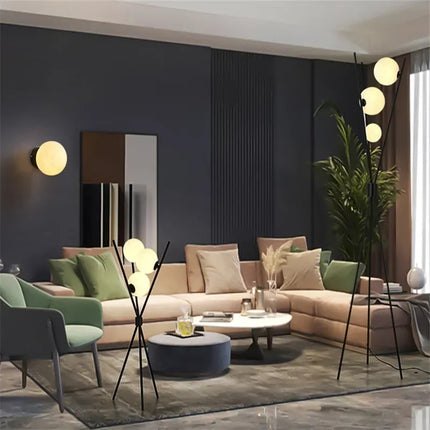 Lampadaire LED sphère en verre effet lune — LZ4X9P2