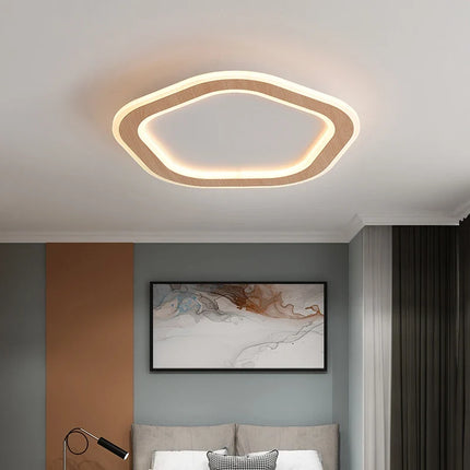 Plafonnier LED ultra-mince en bois massif style nordique moderne — LZ4X9P2Q