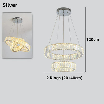 Lustre moderne en cristal avec anneaux réglables pour intérieur — LZ4X9P2