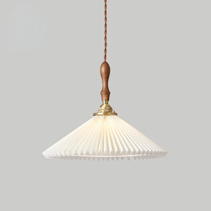 Lustre plissé style rétro japonais en noyer nordique pour intérieur — LZ4M7Q2
