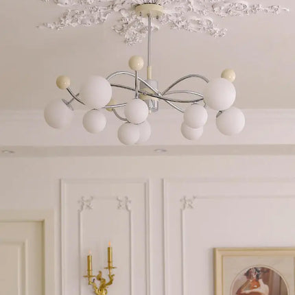 lustre à led en verre et fer pour décoration intérieure