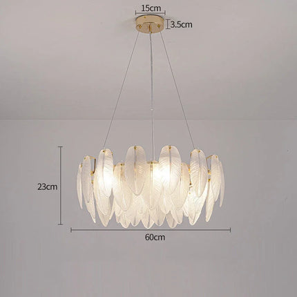 Suspension LED en verre effet plume pour salon et chambre — LZ4X9T